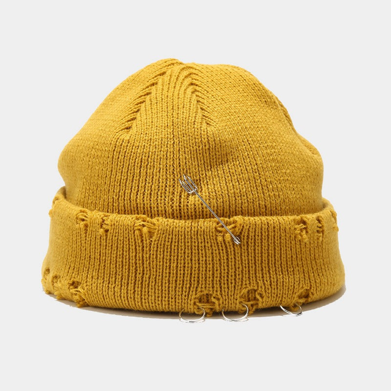 New Style Knit Hat With Hoop Pin Hole