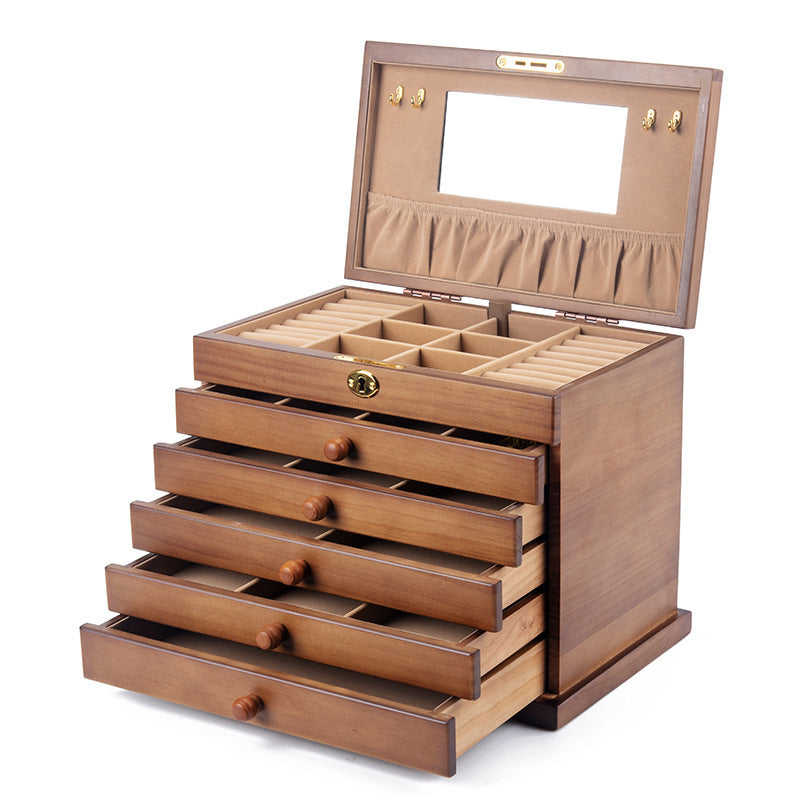 Antique Household Multi-layer Retro Solid Wood Jewelry Storage Box