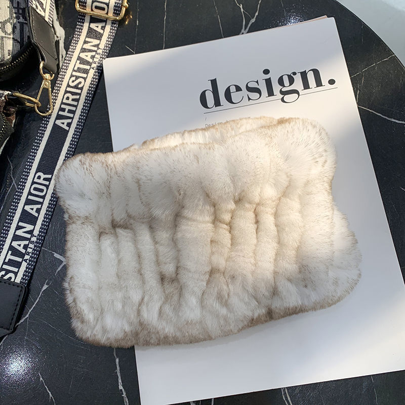 Rex Rabbit Fur Bandana Women's Winter Elastic Net Scarf Hair Band Wild Grass Plush Headband Children's Scarf
