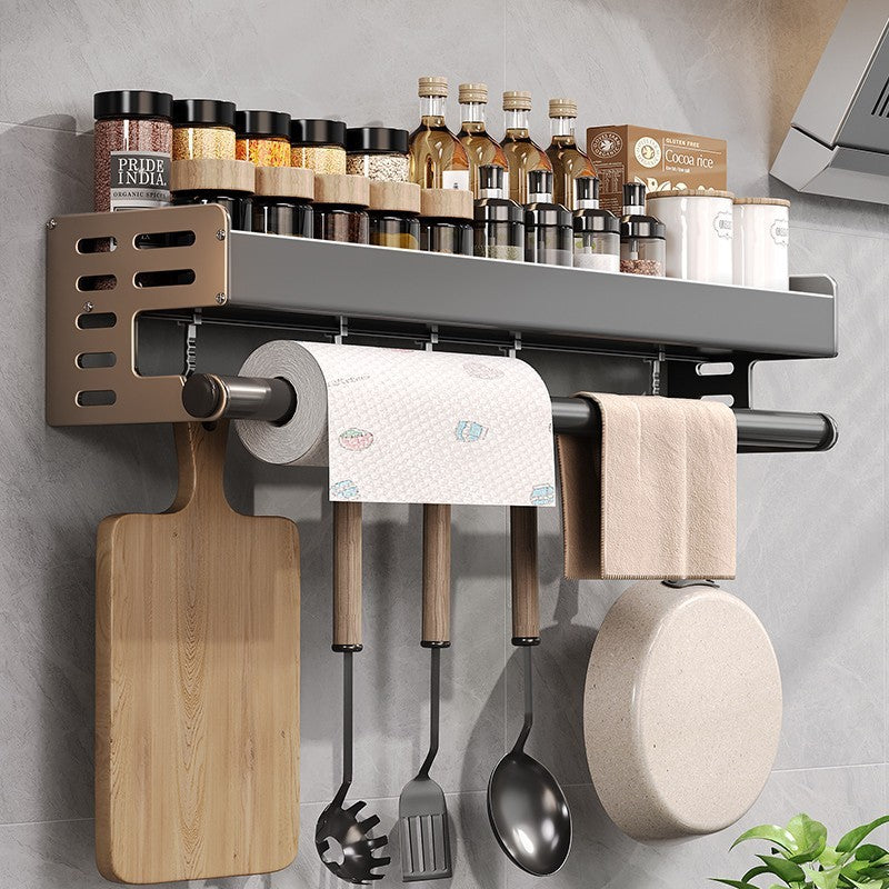 Gun Gray Kitchen Storage Rack Alumimum Punch-free Multi-functional Household