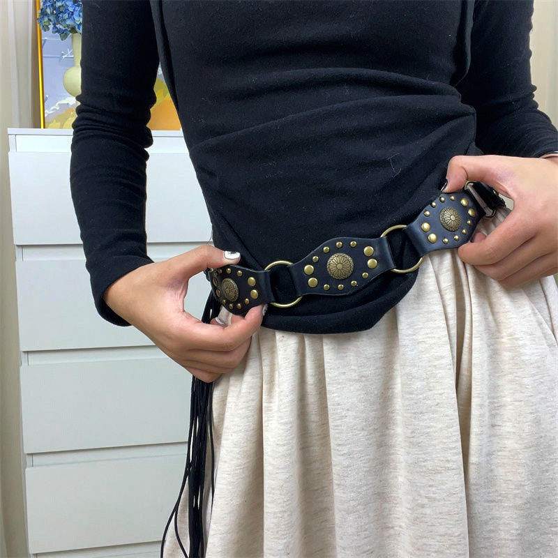 Ceinture à lacer avec motif anneau volant vintage