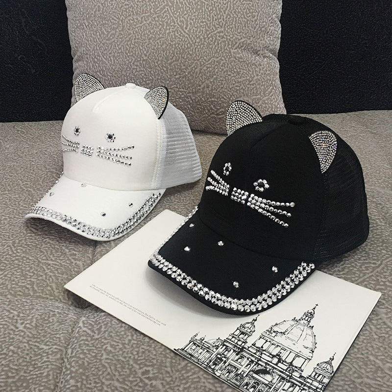 Women's Cute Fashion Rhinestone Cat Ears Hat