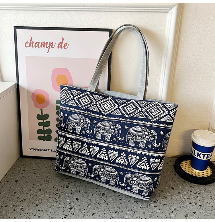 Canvas Large Capacity Ladies Print Tote Bag