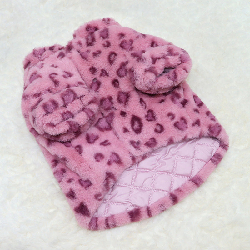 Pet Simple Thick Warm Leopard Coat