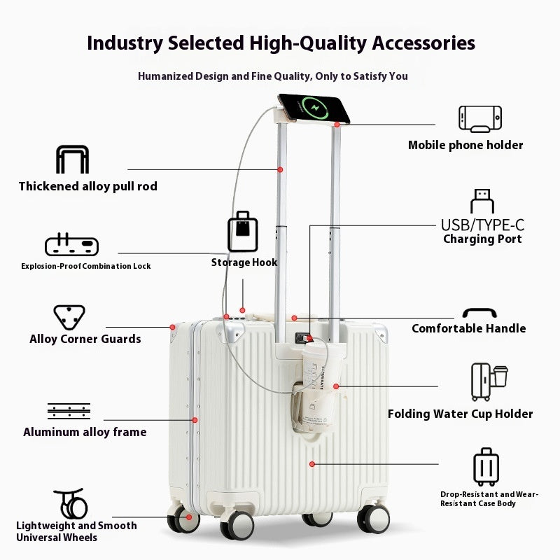Multi-functional Aluminum Frame 18-inch Trolley Case Small
