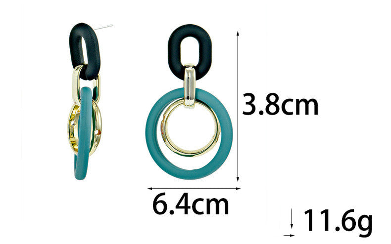 Exaggerated Circle Long Earrings Acrylic Resin