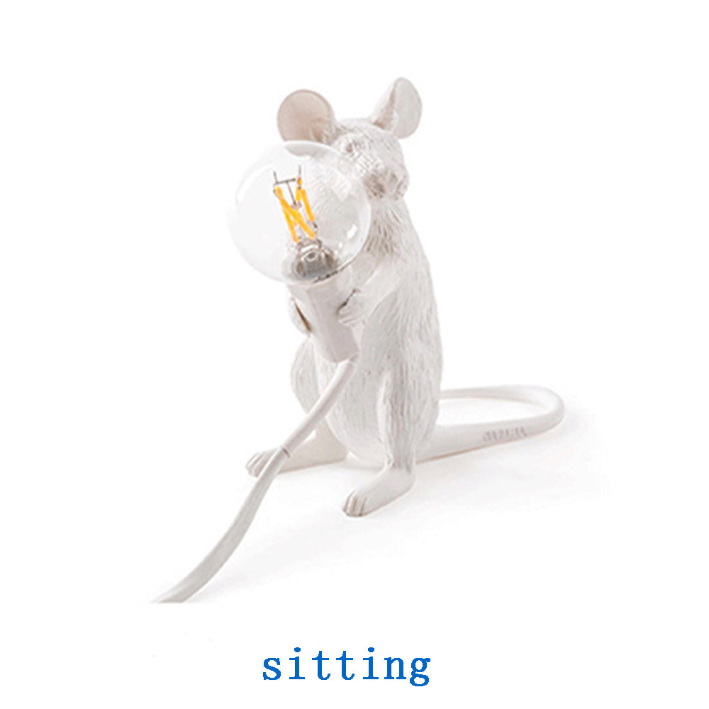 Lampe de Table Creative Nordique en Résine Souris Lumières LED Veilleuse Mini Lampes de Bureau Rat