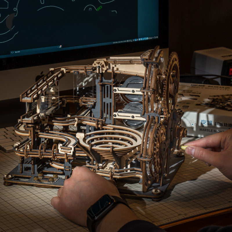 Assembled Model Wooden Mechanical Transmission Diy Manual Assembly