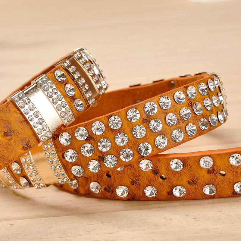 Ceinture décorative de mode large en strass entièrement incrustée de diamants
