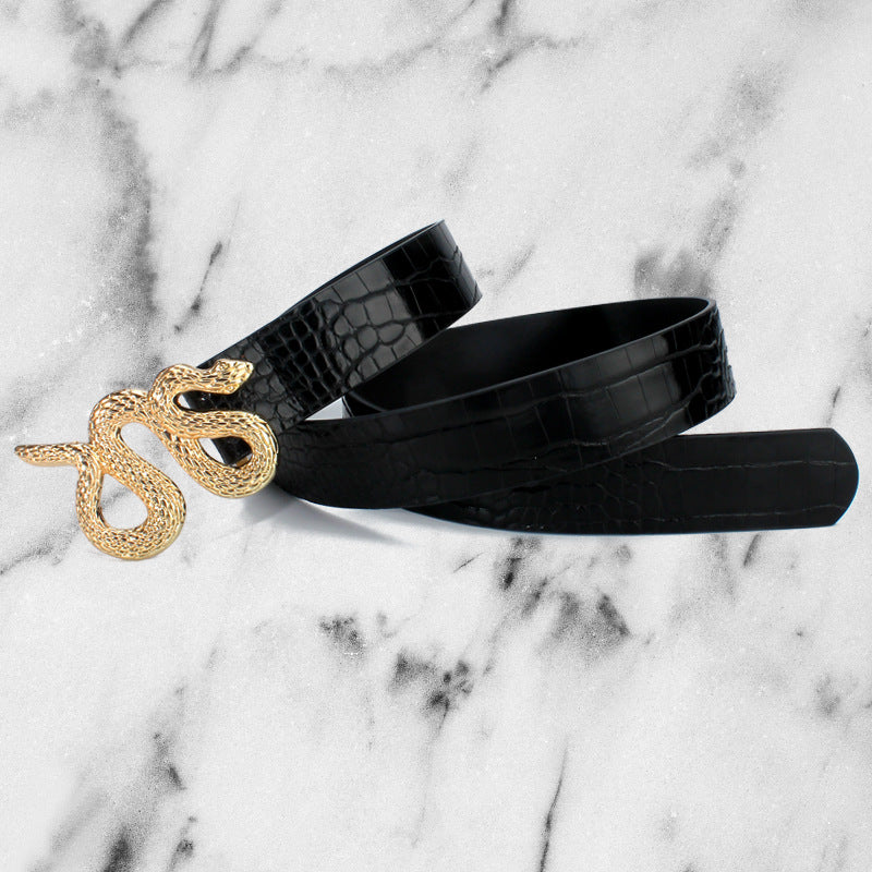 European And American Style Snake-shaped Buckle Belt Women