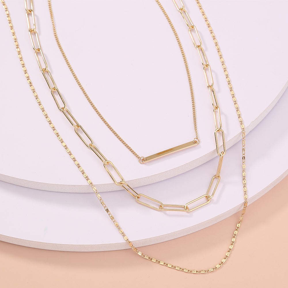 Cool Breeze Niche Design Lattice Chain Multi-layer Fashion New Style Necklace Woman