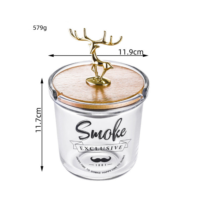 Creative Deer Head Ashtray With Cover