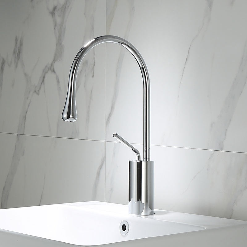 Water Drop Brushed Gold Copper Body Basin Wash Basin Rotating Faucet