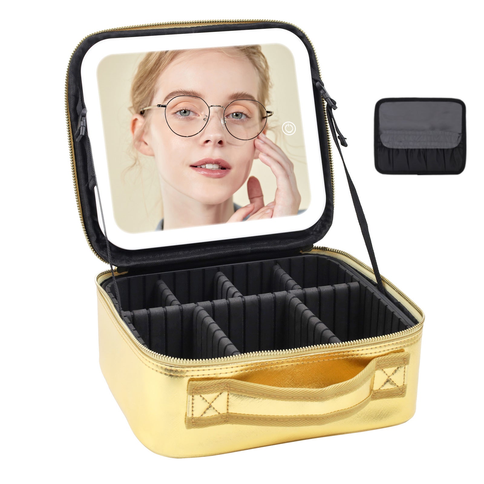 Large Capacity Cosmetic Case With LED Mirror High Sense Multifunctional Storage For Makeup Artist Cosmetic Bag