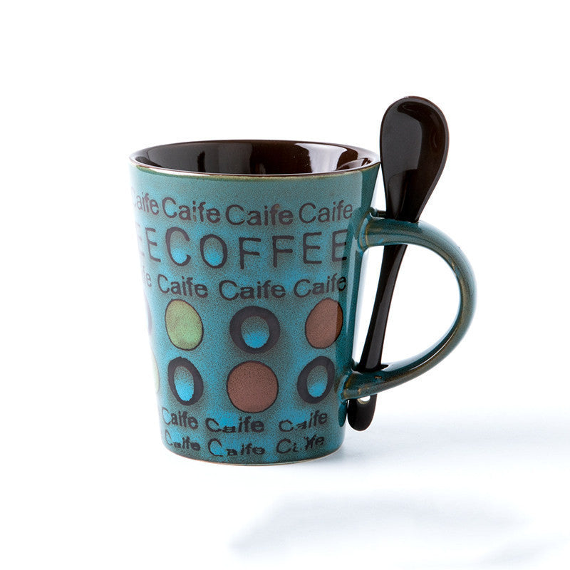 Trendy Ceramic Coffee Cup With Lid Spoon