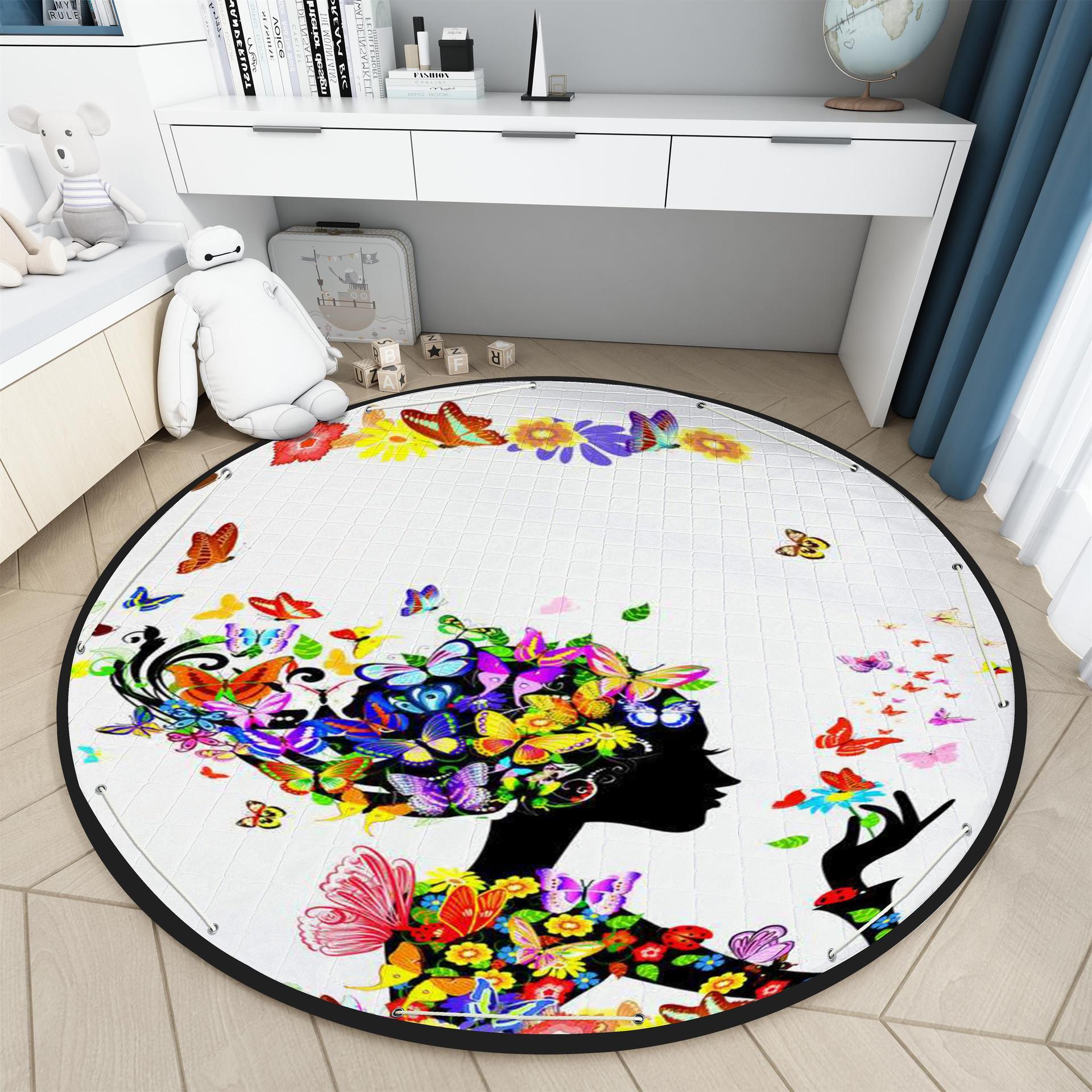 Round FARCENT Storage Mat Quilted Game Carpet Children Crawling Mat Outing Picnic Mat