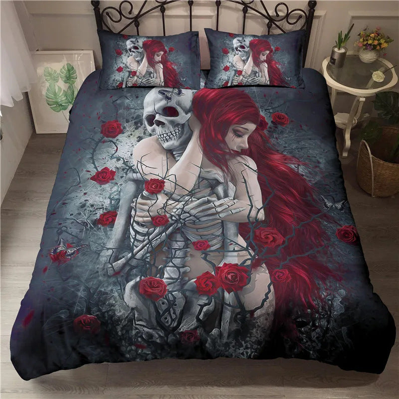 Sexy Skeleton Couple Girl Bedding Set
