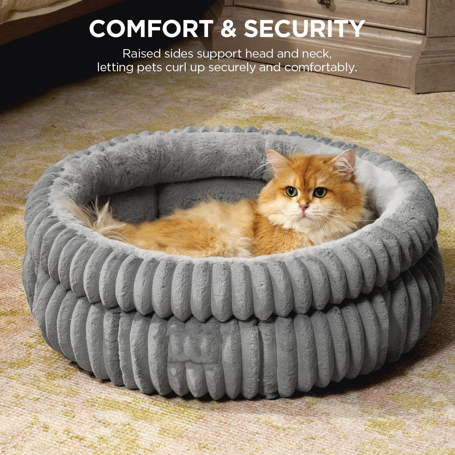Cat Bed Kitten Bed Washable Cat Beds For Indoor Cats Super Soft Plush Faux Fur PetBed For Puppy And Kitten With Anti-Slip Bottom