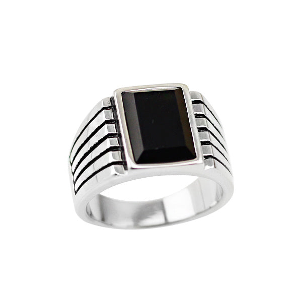 Bague ouverte en argent sterling avec agate noire, bijoux en argent, zircon