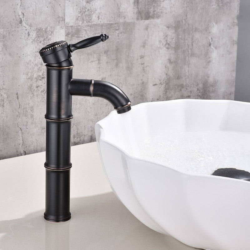 All Copper Hot And Cold Antique Retro Black Antique Faucet Basin