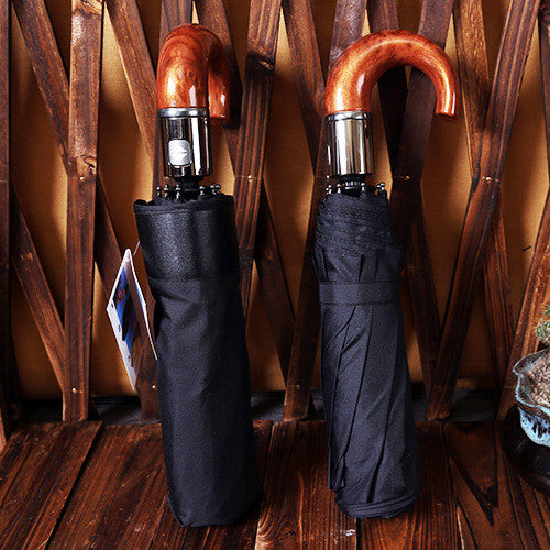 Men's Business Pure Black Full-automatic Three Fold Umbrella