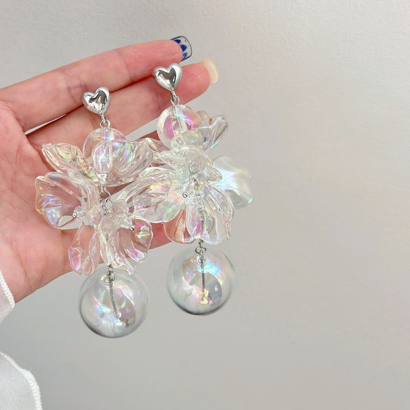 Exaggerated Fashion Flower Crystal Earrings