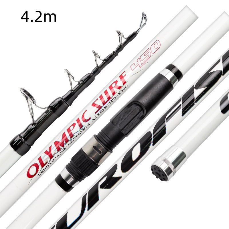 Canne à pêche télescopique dure en carbone haut module pour lancer loin en mer
