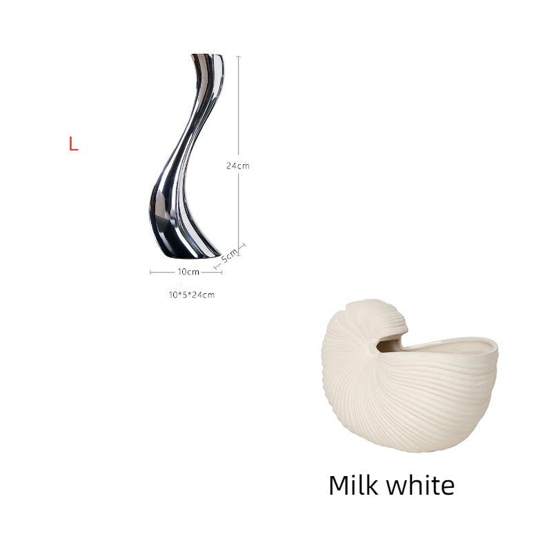 American Graceful Curve Swan Ceramic Silver Plated Candle Holder