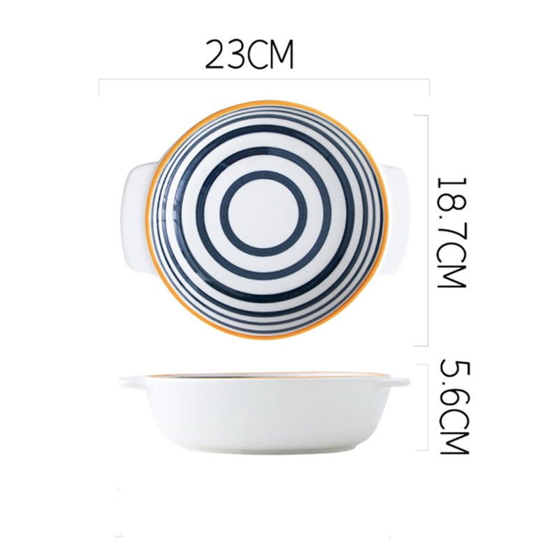 Japanese-style Ceramic Binaural Hand-painted Baking Pan