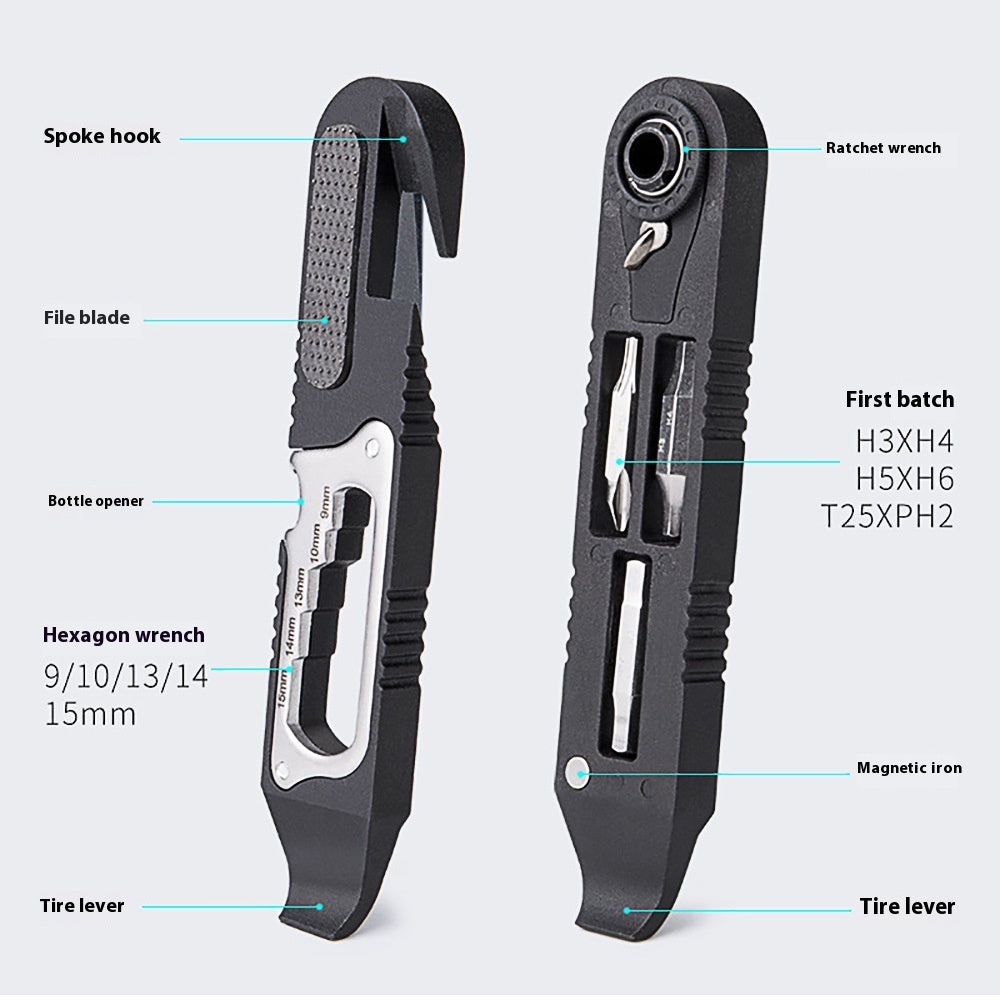 Tire Repair Multifunctional Pry Tire Bar Ratchet Wrench Multifunctional Tool Bicycle Repair And Carrying Tool