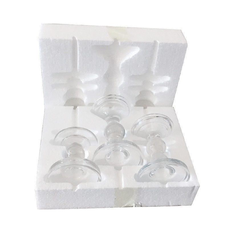 Glass Candle Holder Transparent Glass Set Candle Holder High Foot Crafts Wax Holder