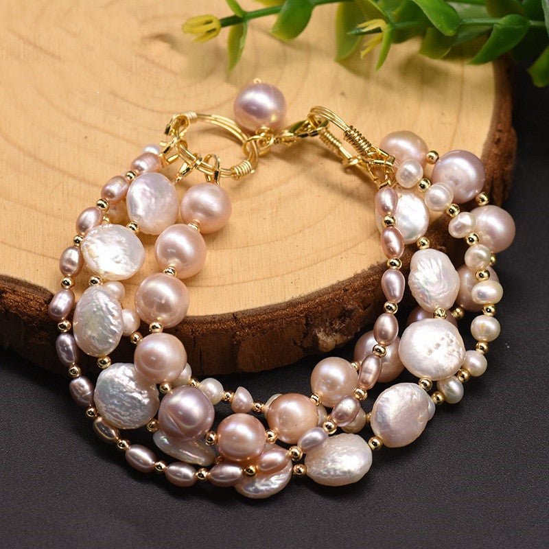 Natural Baroque Freshwater Pearl Multilayer Bracelet