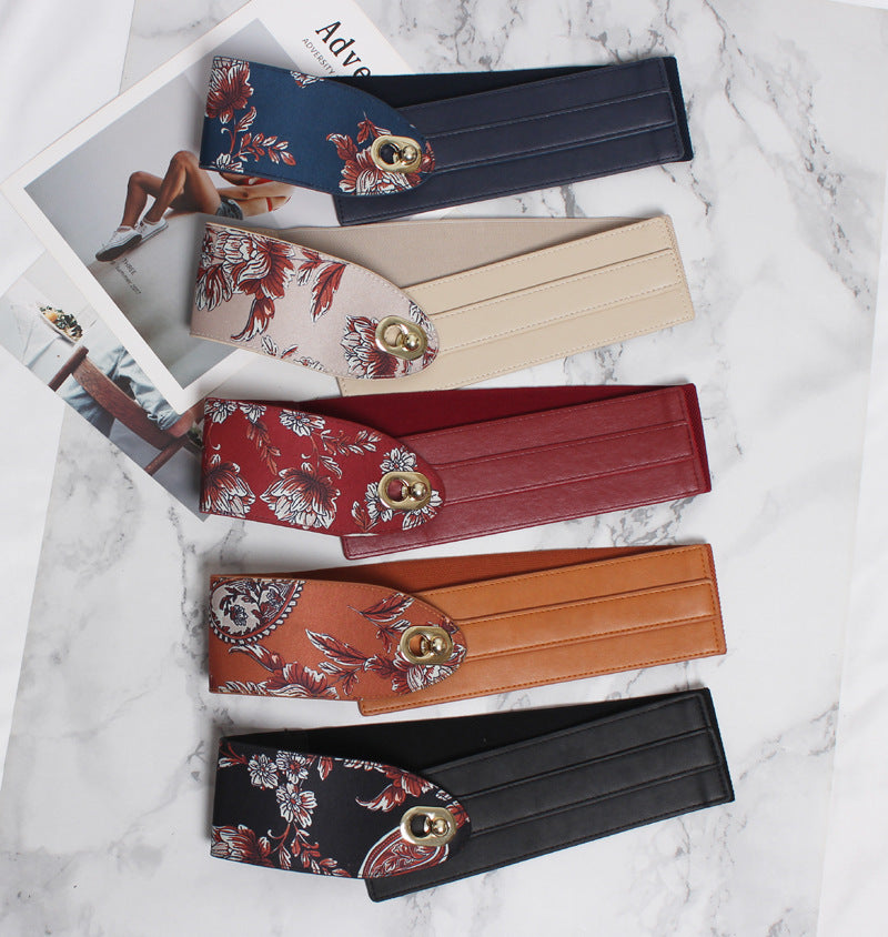 Ceinture large en cuir simple pour femme