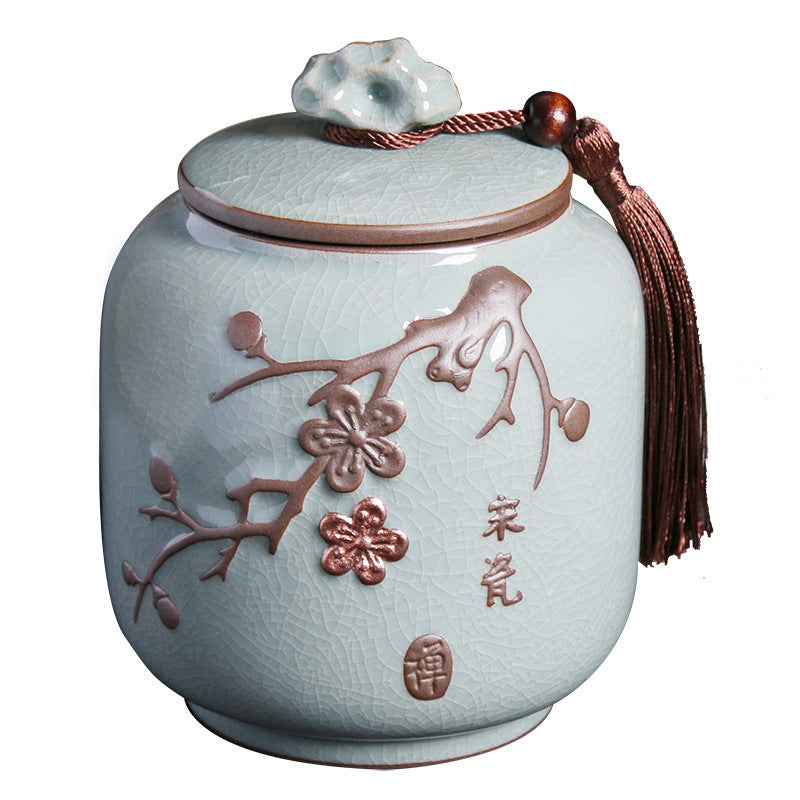 Ge Kiln Tea Jar Relief Sealed Tank Medium Tea Package Box