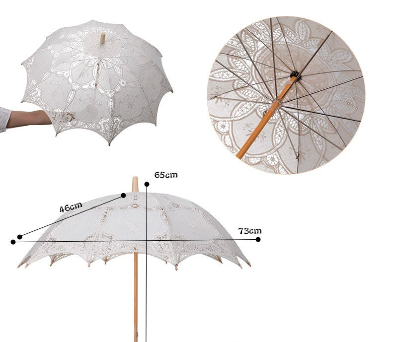 White Lace Decorative Craft Umbrella