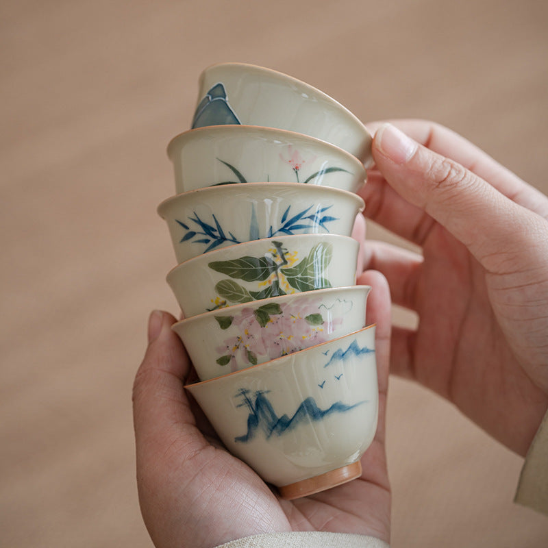ICE Table Hand Painted Tea Cup Suit Kung Fu Tea Set