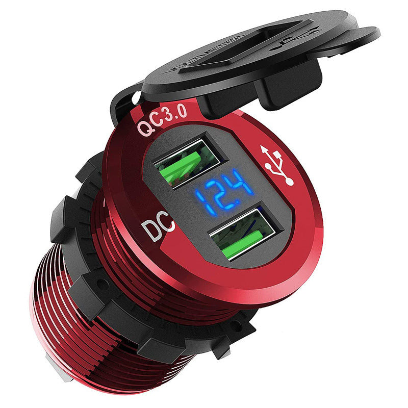 New Car Motorcycle Modified USB Charger Mobile Phone Tablet QC30 Metal Fast Charge Car Charger