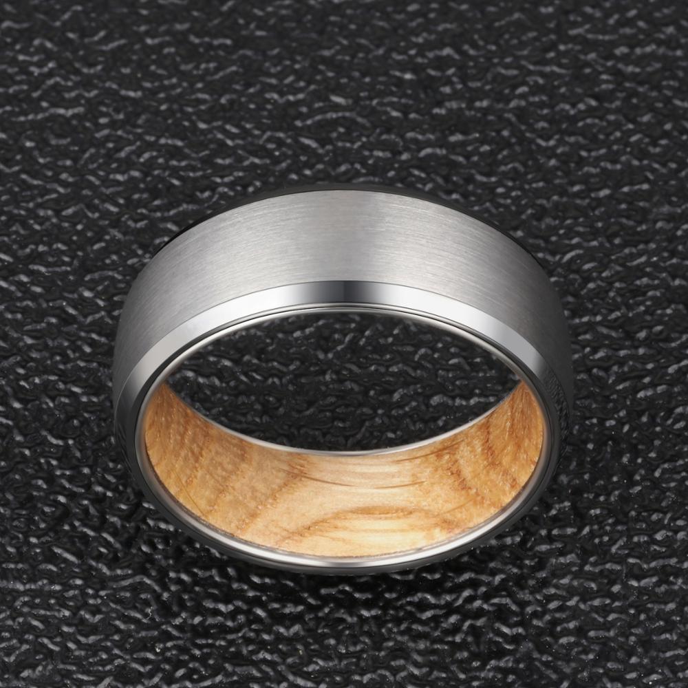 Barrel Wood Ring 8mm Tungsten Steel Case
