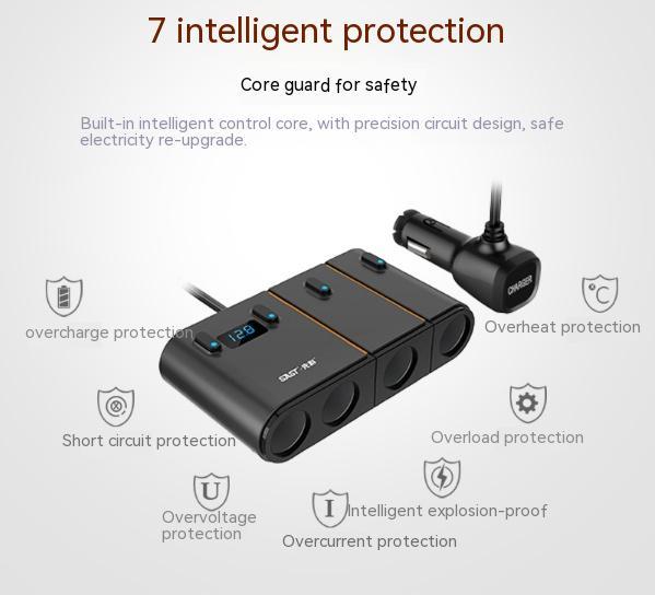 Smart Dual Usb Car Charger One For Four Cigarette Lighter