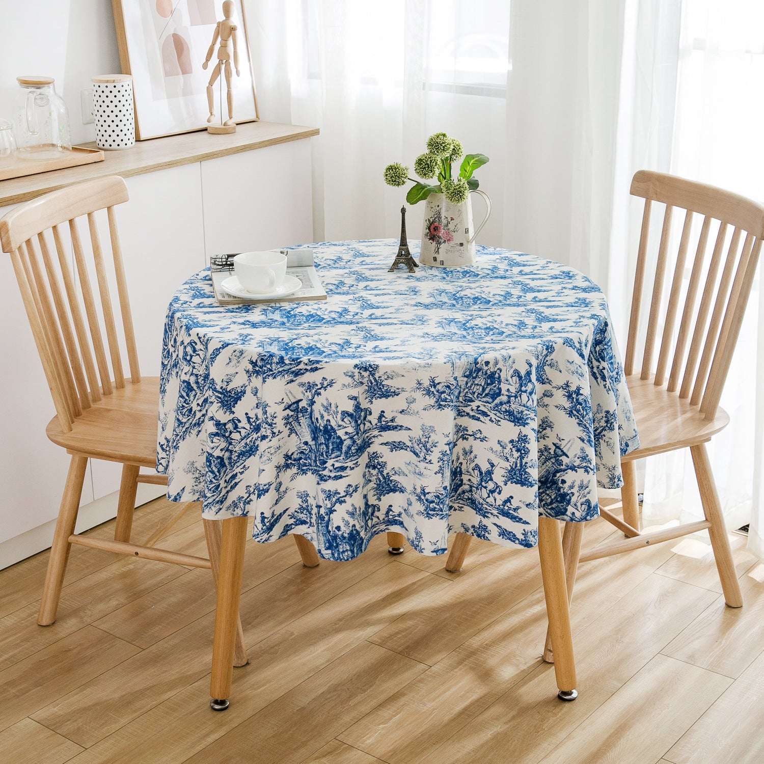 Sketch Flower Printed Cotton Linen Table Cloth