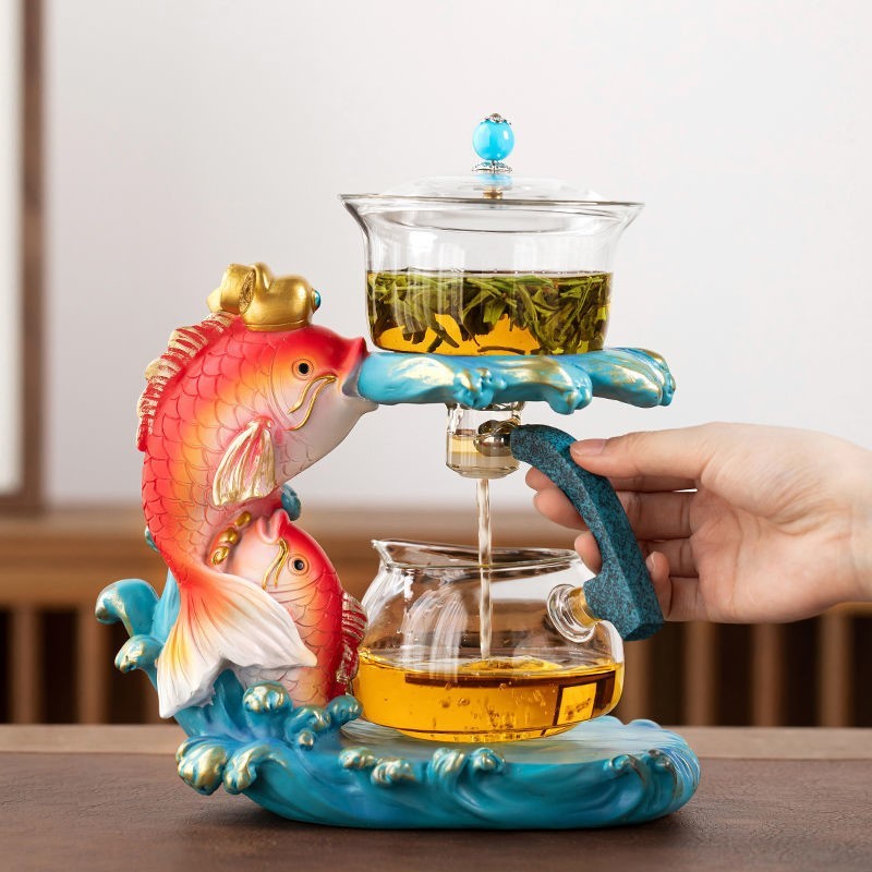 Home Living Room Induction Teapot Glass Automatic Tea Set