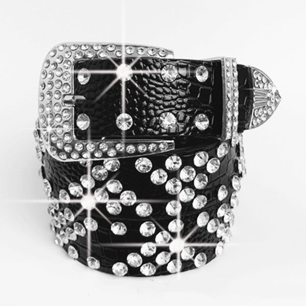 Fashion Women's Belt Rhinestone Decoration Wide Jeans Versatile Fashionable