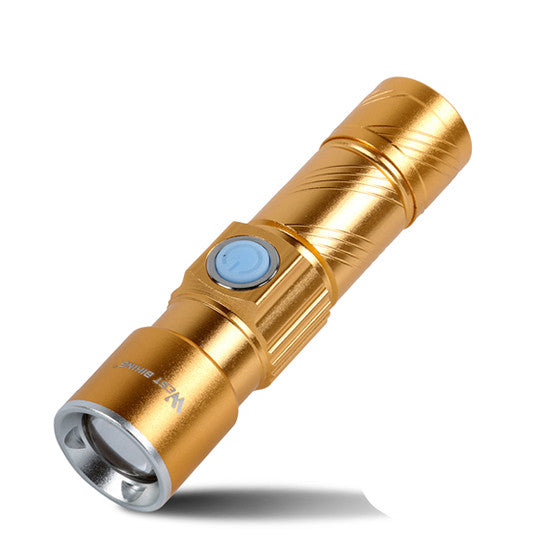 Bicycle Light Stretch Zoom Mountain Bike LED Flashlight Riding Headlight USB Rechargeable
