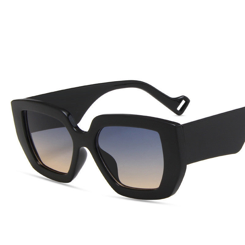 Lunettes de soleil polygonales contrastées pour la personnalité latérale Lunettes de soleil rétro