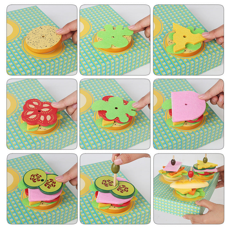 Children's wooden simulation sandwich house set