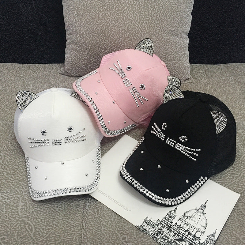 Women's Cute Fashion Rhinestone Cat Ears Hat