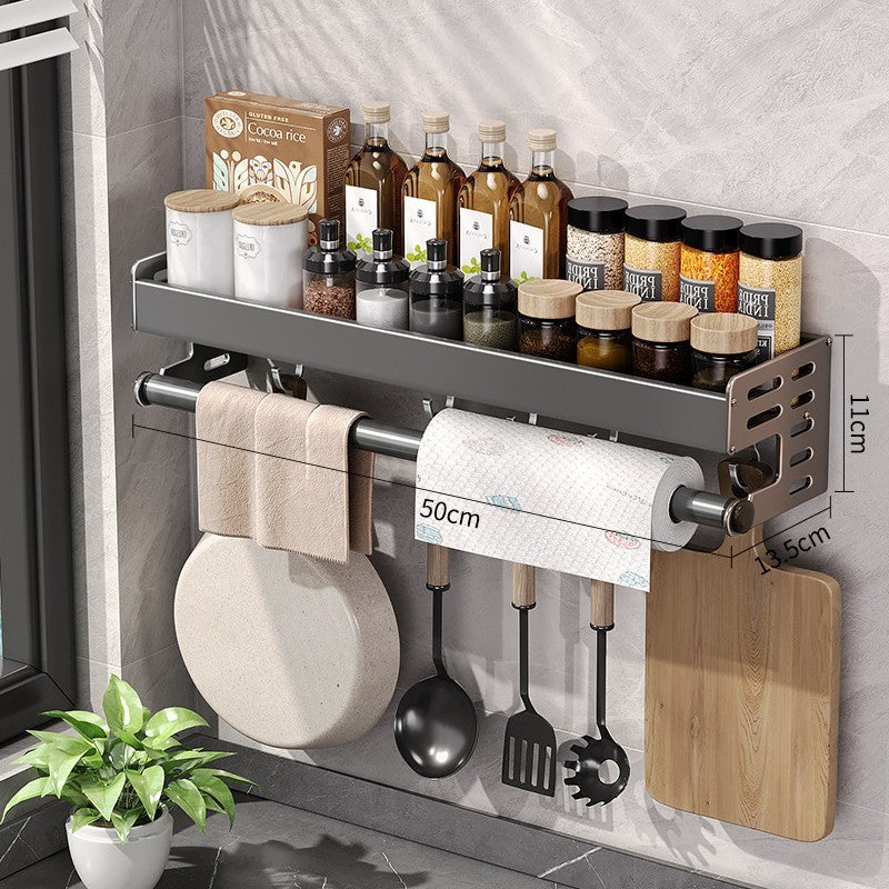 Gun Gray Kitchen Storage Rack Alumimum Punch-free Multi-functional Household