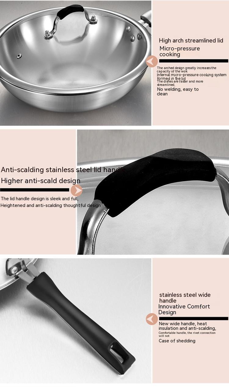 Stainless Steel Household Uncoated Frying Pan
