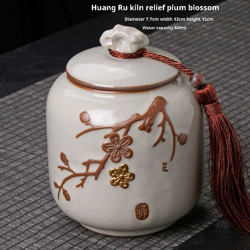 Ge Kiln Tea Jar Relief Sealed Tank Medium Tea Package Box