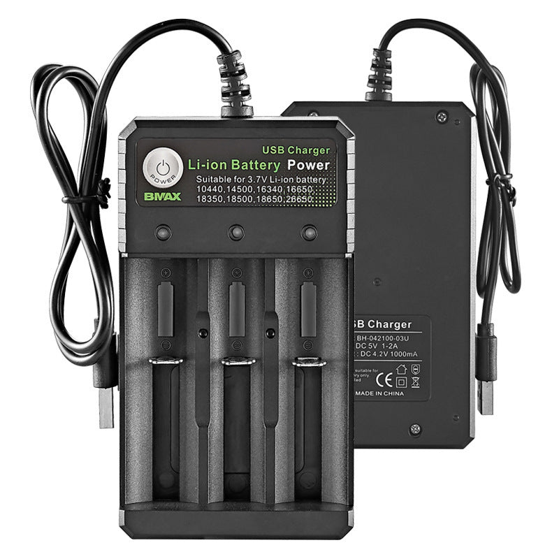 Lithium Battery Charger 3-slot USB Charging Stand